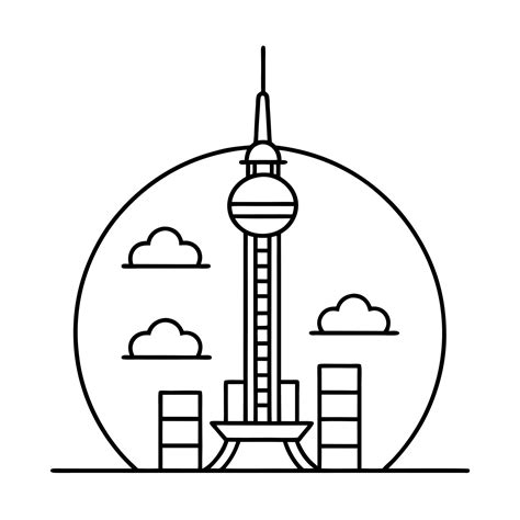 Shanghai Skyline Line Icon Illustration 49386522 Vector Art At Vecteezy
