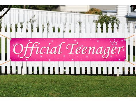 Pink Crown Happy 13th Birthday Banner Official Teenager | Etsy