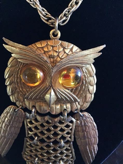 Large Parklane Goldtone Articulated Owl Necklace Ambe Gem