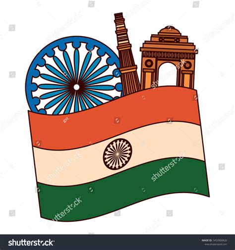 Indian Flag Gateway Mosque Ashoka Chakra Stock Vector (Royalty Free ...