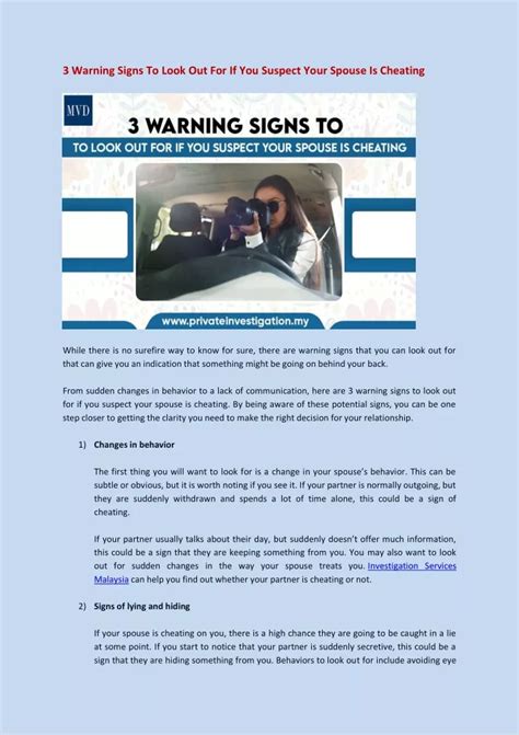 Ppt 3 Warning Signs To Look Out For If You Suspect Your Spouse Is