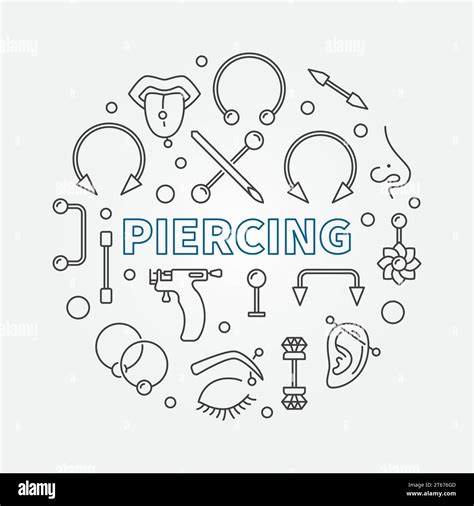 Piercing Circular Concept Vector Illustration In Thin Line Style Made