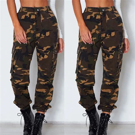 Women Summer Camo Cargo Long Trousers Casual Pants Military Army Combat