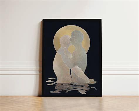 Minimalist Gay Art Print Gay Male Painting Framed Gay Art Gay Couple Print Black And White Gay