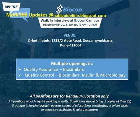 NABL GUIDELINES Biocon Limited Walk In Interviews For Multiple