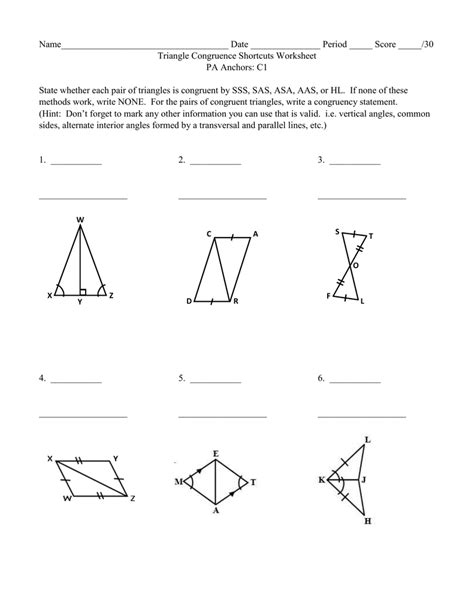 Triangle Congruence Oh My Worksheet Congruent Triangles Worksheet