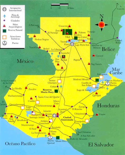 Mapa Turístico De Guatemala Tamaño Completo