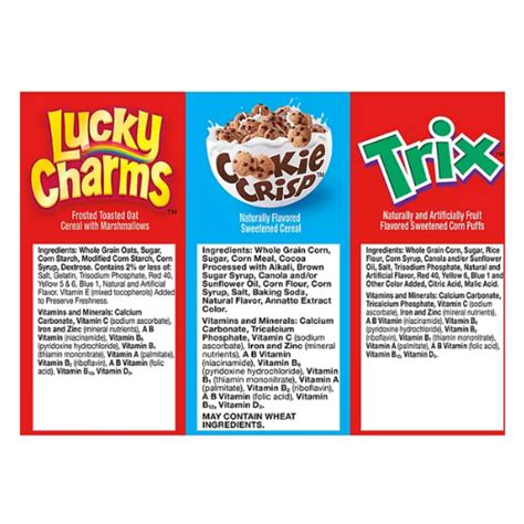 Lucky Charms Cookie Crisp And Trix Kid Cereal Variety Pack 385 Oz