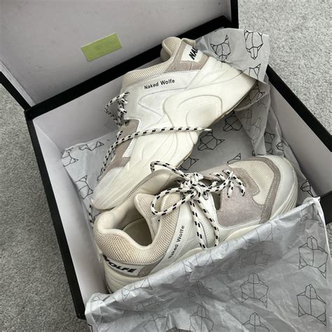 Naked Wolfe Track White Trainers Size Used Depop