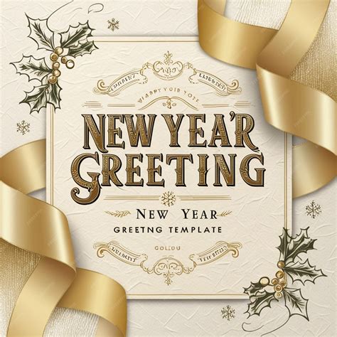 A Poster For New Years Eve Greetings With Gold Ribbon And A Gold Ribbon