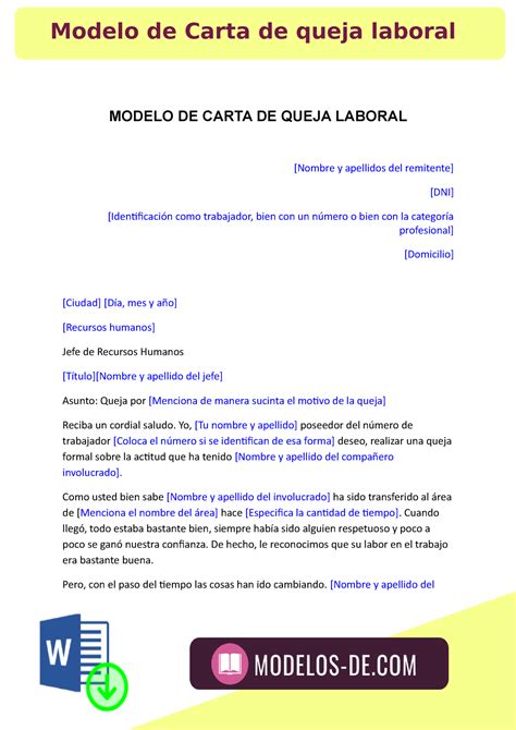 Como Redactar Una Carta De Queja Laboral Image To U