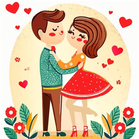 Premium Vector Cute Cartoon Couple Valentines Day Vibes