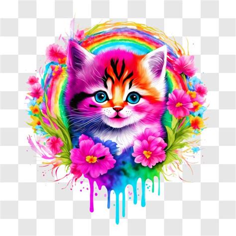 Descarga Pintura abstracta colorida de un gato sonriente PNG En Línea