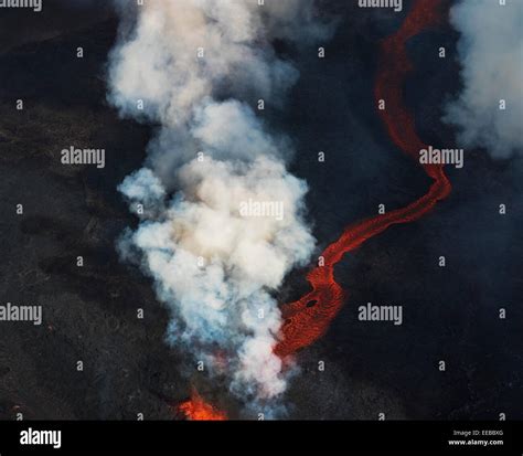 Volcano Eruption At The Holuhraun Fissure Near The Bardarbunga Volcano