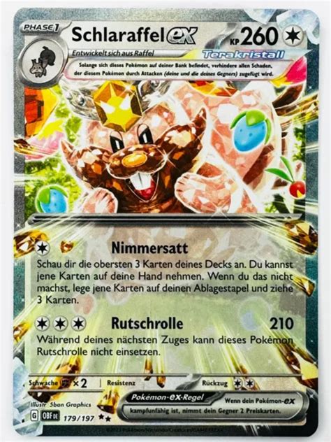 POKEMON KARTE SCHLARAFFEL Ex Deutsch 179 197 Obsidian Flammen Near Mint