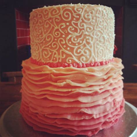 Rose Ombre Ruffle Cake Decorated Cake By The Sugar CakesDecor