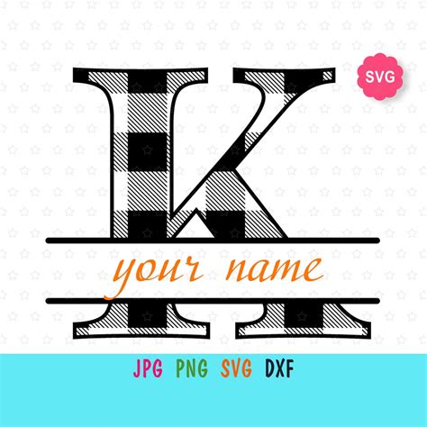 Split Monogram SVG for Cricut, Letter K Monogram Print for T-shirt, Split Font Monogram for Name ...