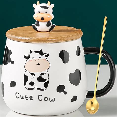 Arawat Cow Mug With Lid Funny Coffee Mug Cow Gift Ml Ceramic Tea Mug