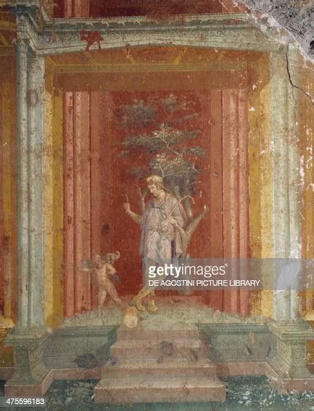 Theatre Scene Fresco On A Red Background From The House Of Pinarius