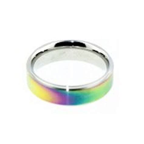 Pride Shack Lgbt Rainbow Anodized Wide Smooth Flat Steel Lesbian Gay