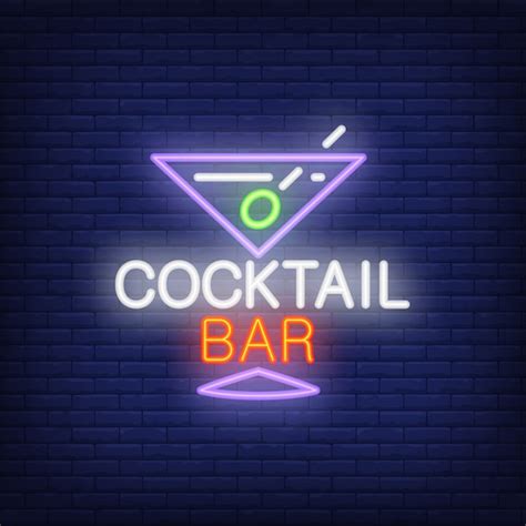 Icône De Néon De Bar à Cocktails Vecteur Gratuite