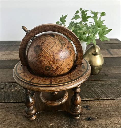 Vintage Wooden Globe Olde World Globe Made In Italy Zodiac Etsy