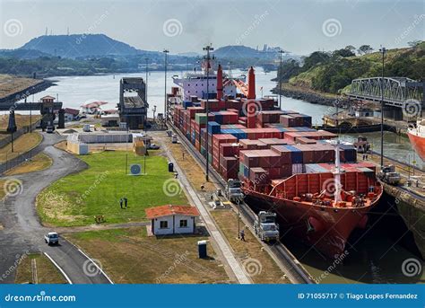 Cargo Ship In The Panama Canal Editorial Photography Image Of