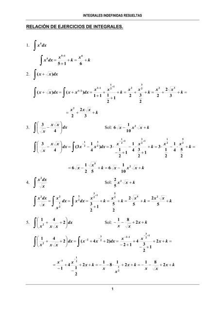 Integrales indefinidas ejercicios resueltos Todo Cálculo uDocz