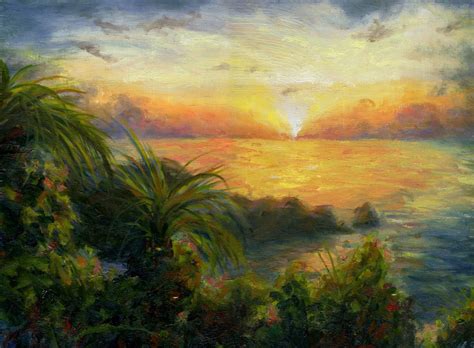 Vibrant Jamaican Sun Oil Painting Original Landscape Andrew Gaia