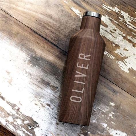 Personalised Brown Wood Design Drinks Water Bottle Shopstreetie