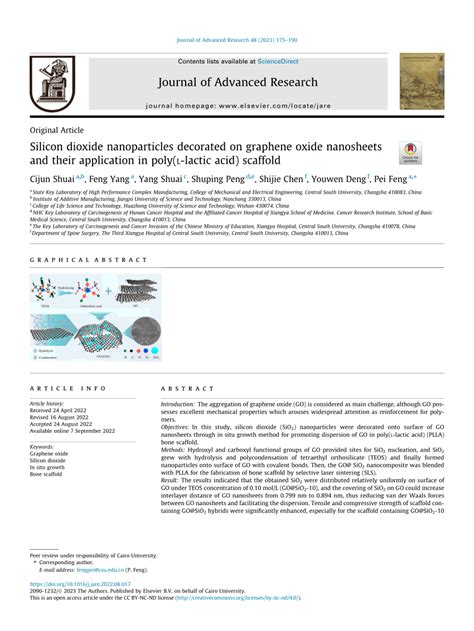 PDF Silicon Dioxide Nanoparticles Decorated On Graphene Oxide