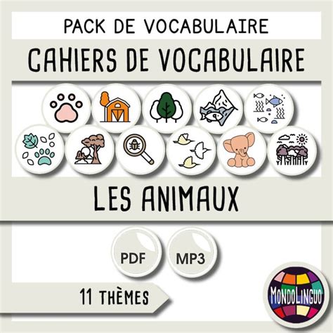 Cahiers De Vocabulaire Pack Animaux