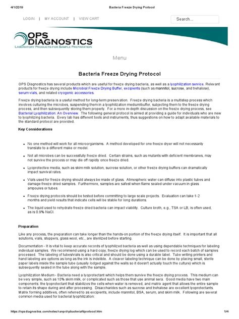 Bacteria Freeze Drying Protocol | PDF
