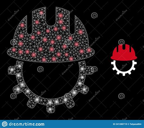 Mechanics Engineering Icon Wire Frame Mesh With Sparkles Stock Vector