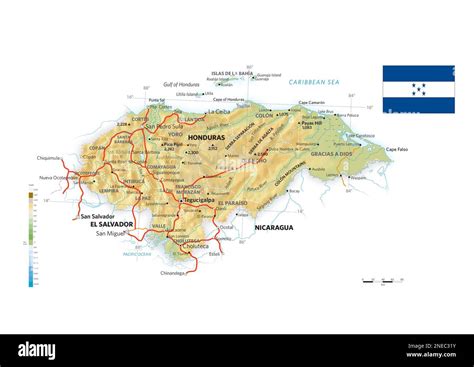 Mapa F Sico Y Pol Tico De Honduras Archivo Postscript Encapsulado