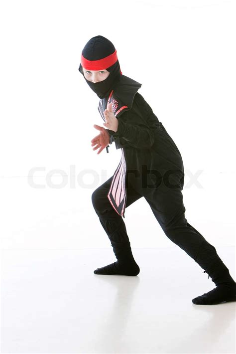 Caucasian boy in ninja costume | Stock image | Colourbox