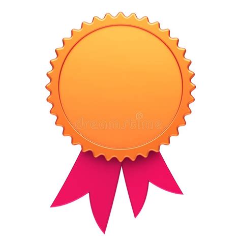 Award Ribbon Golden Red Reward Medal Rosette Blank Stock Illustration