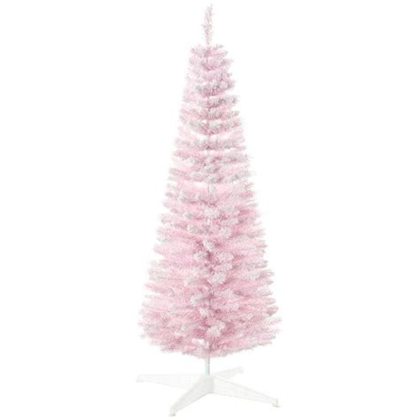 Homcom Ft Unlit Pink Artificial Christmas Tree With Realistic