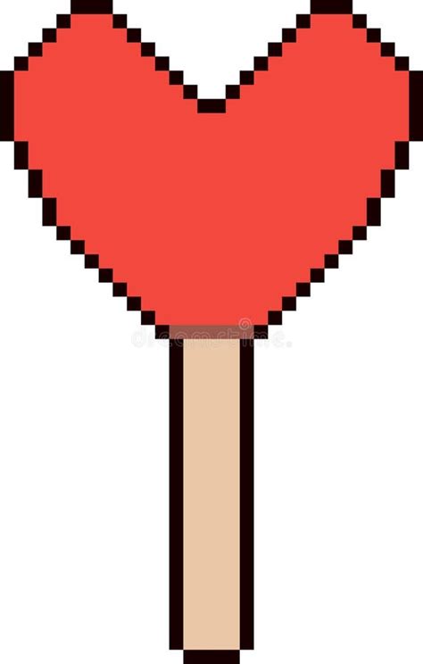 Valentines Day Pixel Art Stick With Heart Stock Vector Illustration
