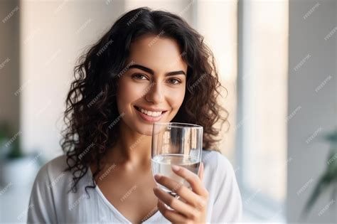 Premium Photo Healthy Beautiful Young Woman Holding Glass Of Water