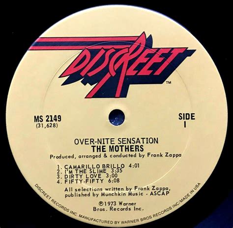 The Mothers Over Nite Sensation Vinyl Lp Original 1973 Discreet