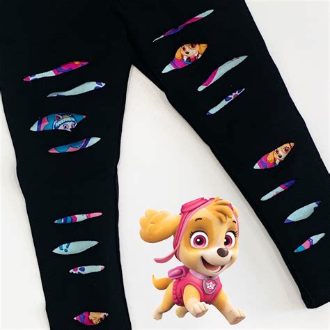 Paw Patrol Leggings Skye Leggings Distressed Leggings Paw Etsy