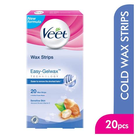 Veet Wax Strips Sensitive Skin Vitamin E And Almond Oil Carton