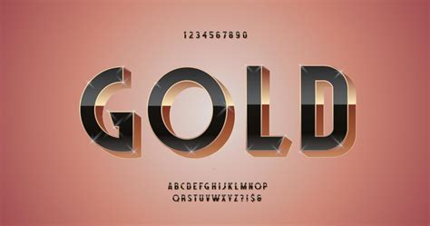 Vector Gold Font 3d Bold Style Modern Typography 7656092 Vector Art At