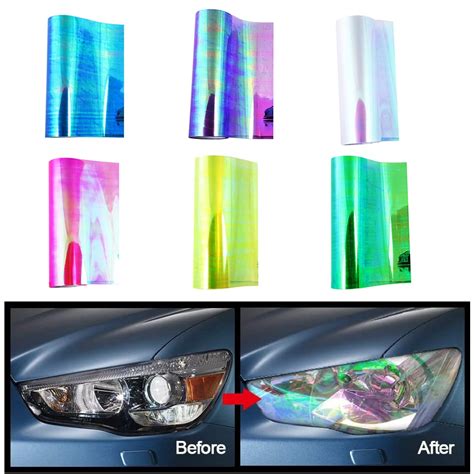 30x120cm Self Adhesive Car Tinted Film Chrome Plated Chameleon Headlight Taillight Fog Light