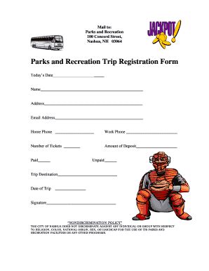 Fillable Online Parks And Recreation Trip Registration Form City Of