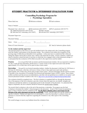 Fillable Online STUDENT PRACTICUM INTERNSHIP EVALUATION FORM Fax