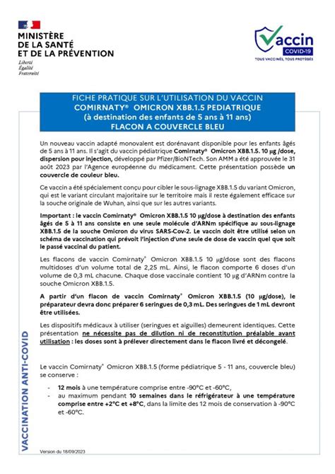 Fiche pratique Présentation et utilisation du vaccin comirnaty 5ans à