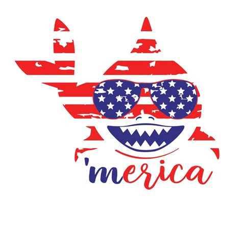 Merica Shark Th Of July Merica Shark Svg Shark American F Inspire