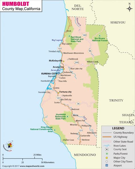 Humboldt County Map, Map Of Humboldt County, California - Mendocino County California Map ...